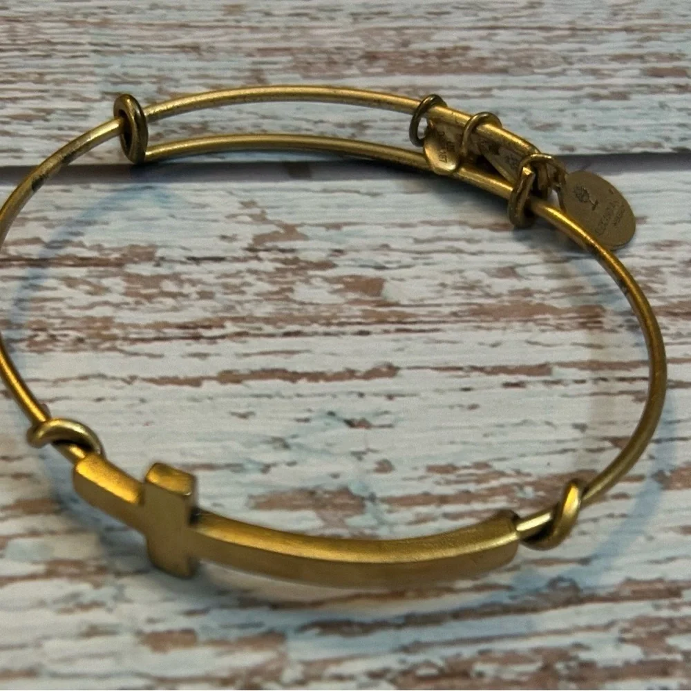 Alex and Ani Gold Charm Cross Bangle Bracelet